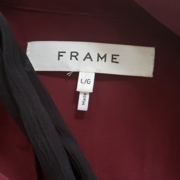 SALE⚡️FRAME SILK WINE TIE TOP SZ L - Picture 6 of 9